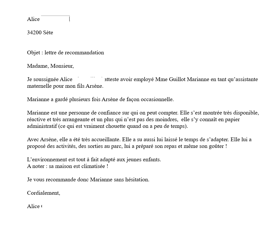 Lettre de